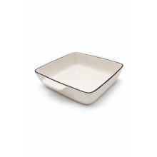 Kerámia sütőtál szögletes fogantyúval fehér fekete peremmel 20*16,5*4 cm