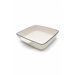   Kerámia sütőtál szögletes fogantyúval fehér fekete peremmel 20*16,5*4 cm