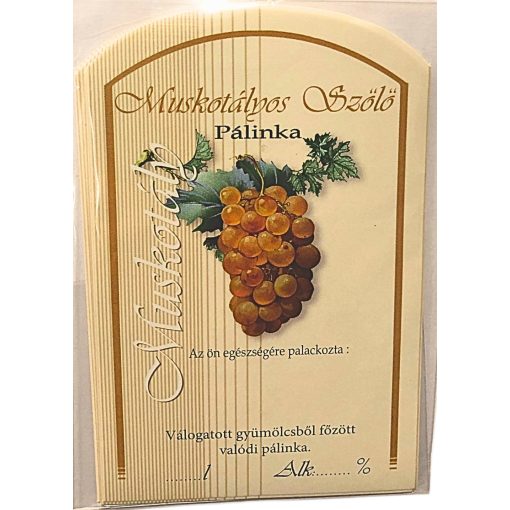 Pálinkás címke - Muskotályos Szőlő (nagy)
