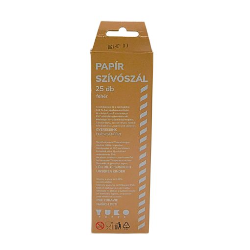 Szívószál 25 db-os 6mm-es  fehér egyszínű kínáló dobozban