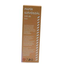 Szívószál 100 db-os 6mm-es  fehér egyszínű kínáló dobozban